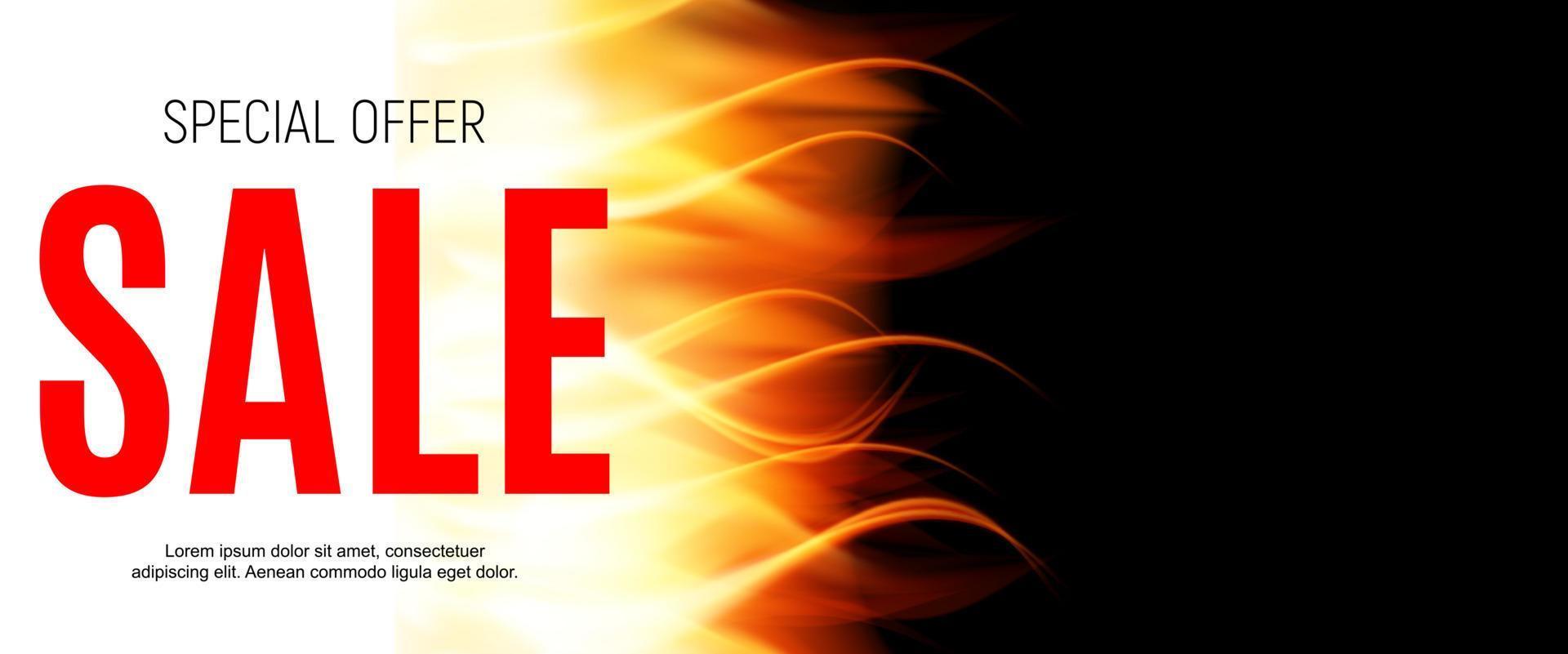 Burning Flame of Fire Sale Background. Vector Illustration