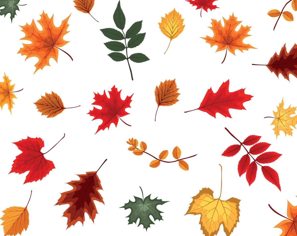 Abstract Vector Illustration Background with Falling Autumn Leaves.