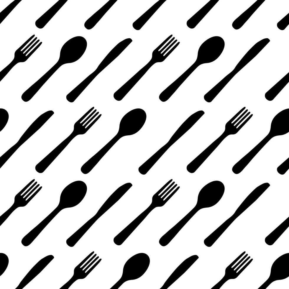 Abstract Seamless Pattern with tableware forks spoons and knives. Vector Illustration