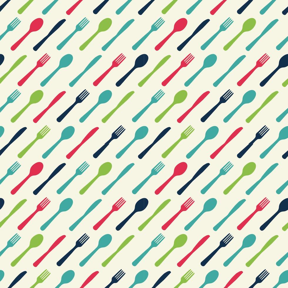 Abstract Seamless Pattern with tableware forks spoons and knives. Vector Illustration