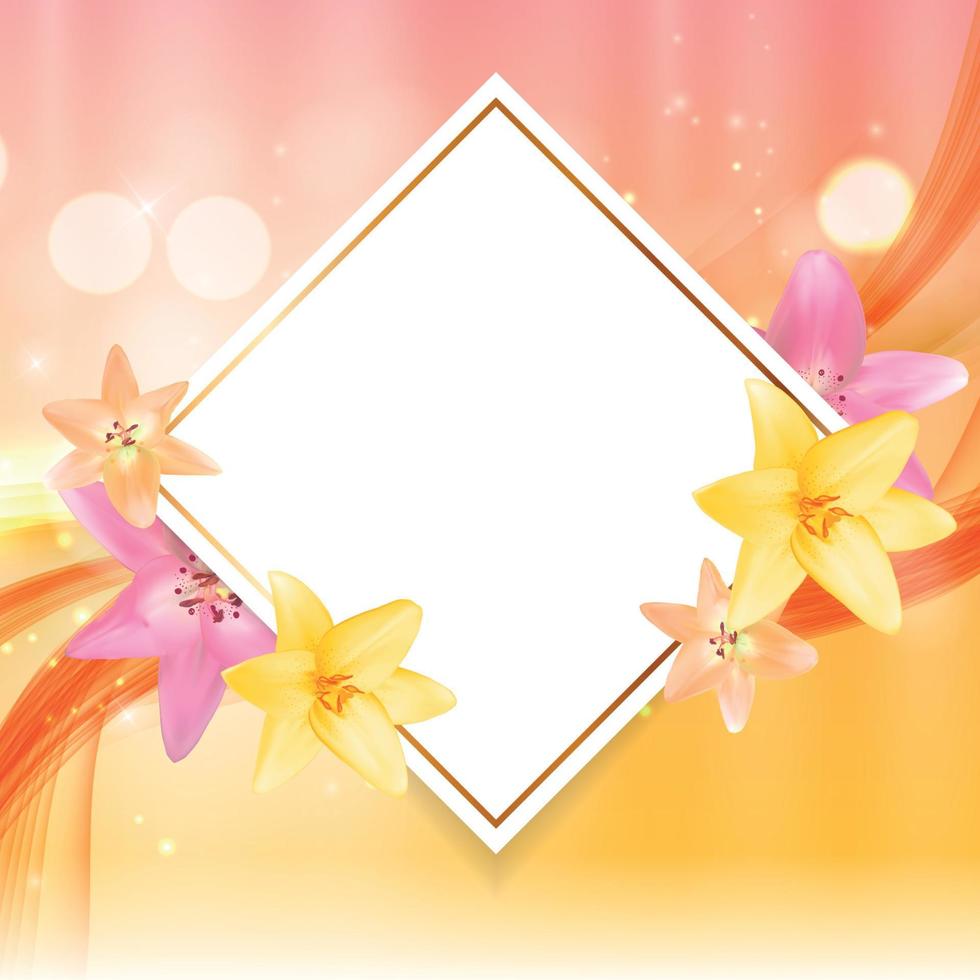 Abstract Frame with Lily Flower. Natural Background. Vector Illustration