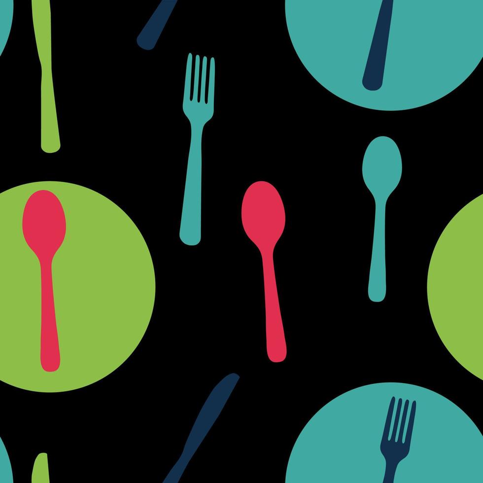 Abstract Seamless Pattern with tableware forks spoons and knives. Vector Illustration