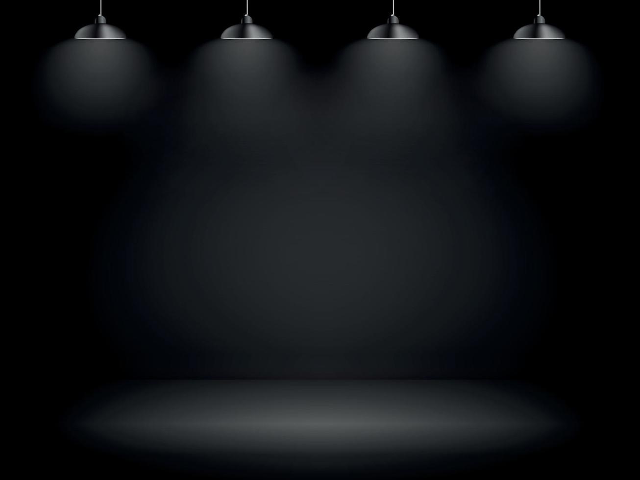 Abstract Gallery Background with Lighting Lamp and Empty Space for Your Text or Object. Vector Illustration