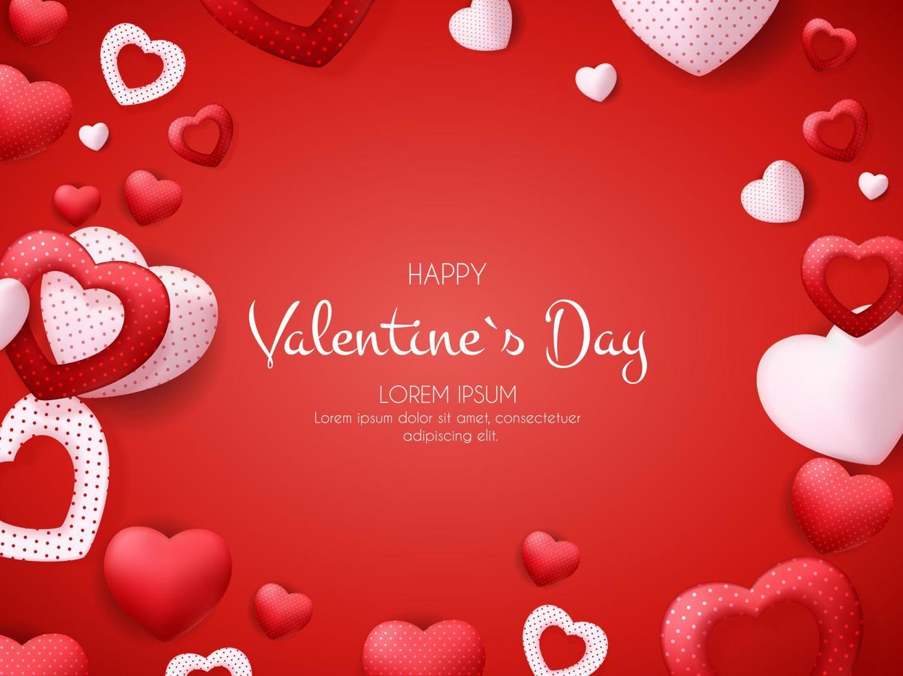 Happy Valentines Day Card with Heart. Vector Illustration