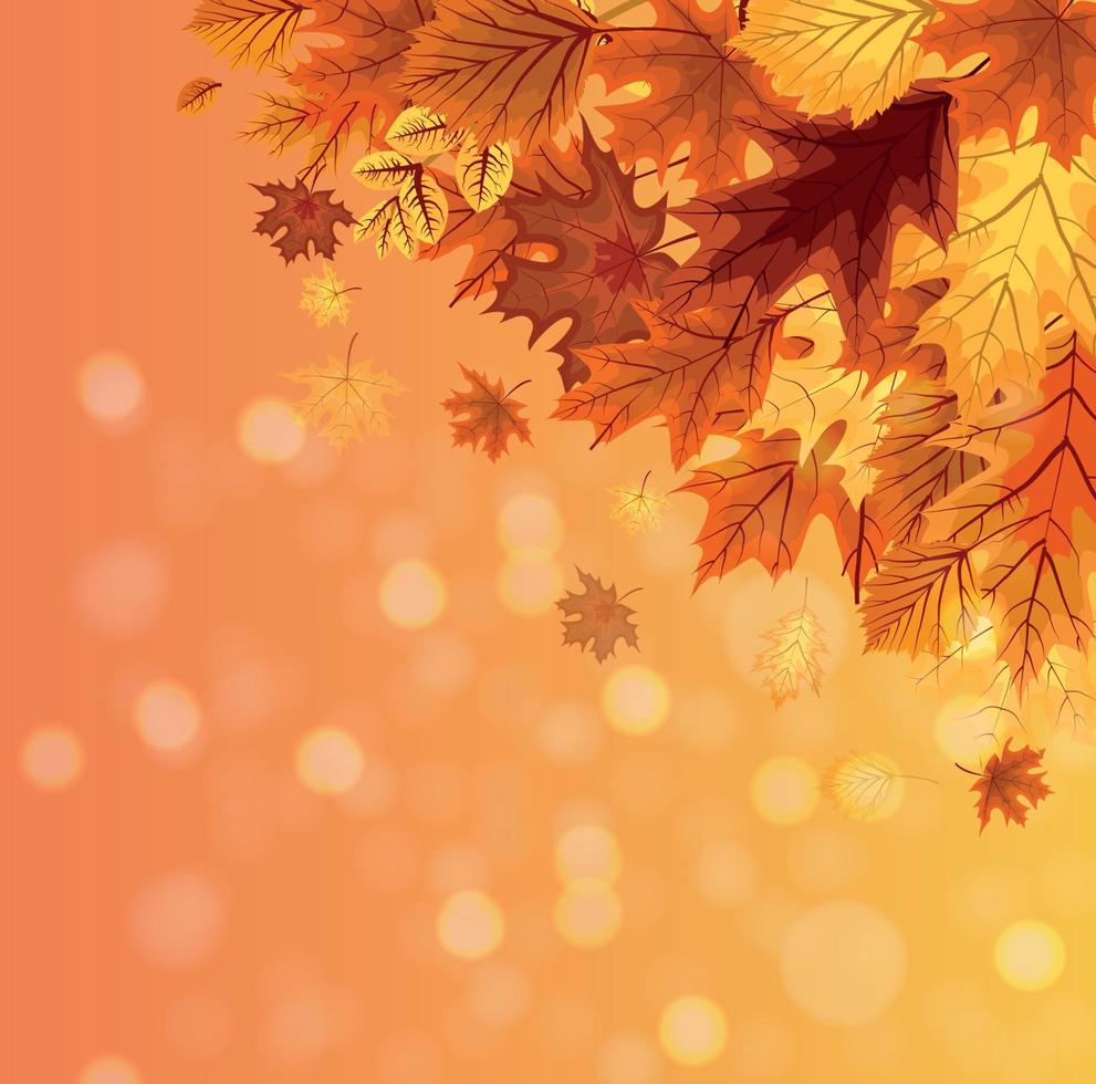 Ilustración de vector abstracto otoño feliz fondo de acción de gracias con hojas de otoño cayendo