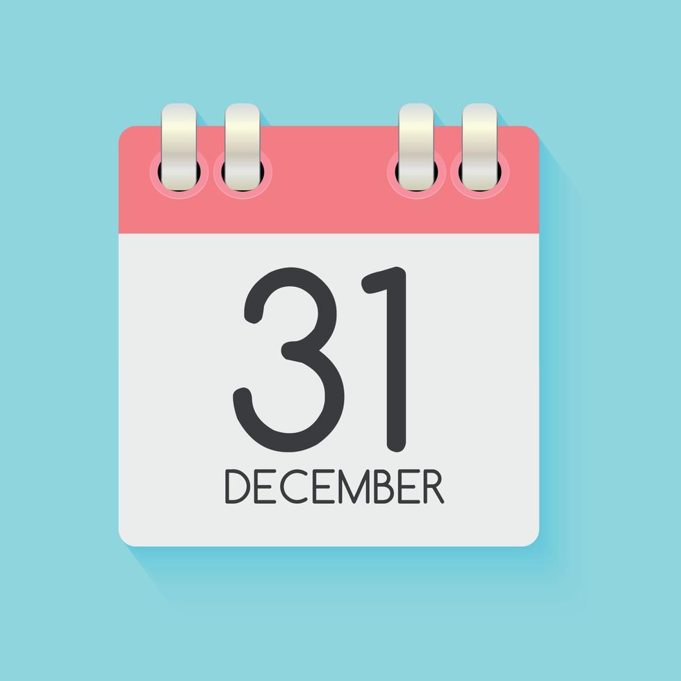December 31 Calendar Daily Icon. Vector Illustration Emblem. Element of Design for Decoration Office Documents and Applications. Logo of Day, Date, Month and Holiday