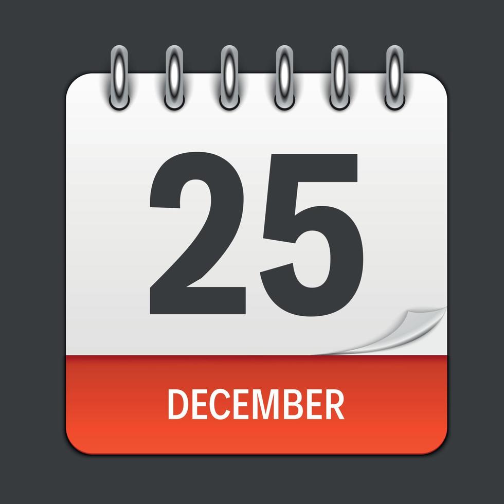 December 25 Calendar Daily Icon. Vector Illustration Emblem. Element of Design for Decoration Office Documents and Applications. Logo of Day, Date, Month and Holiday. Christmas Time