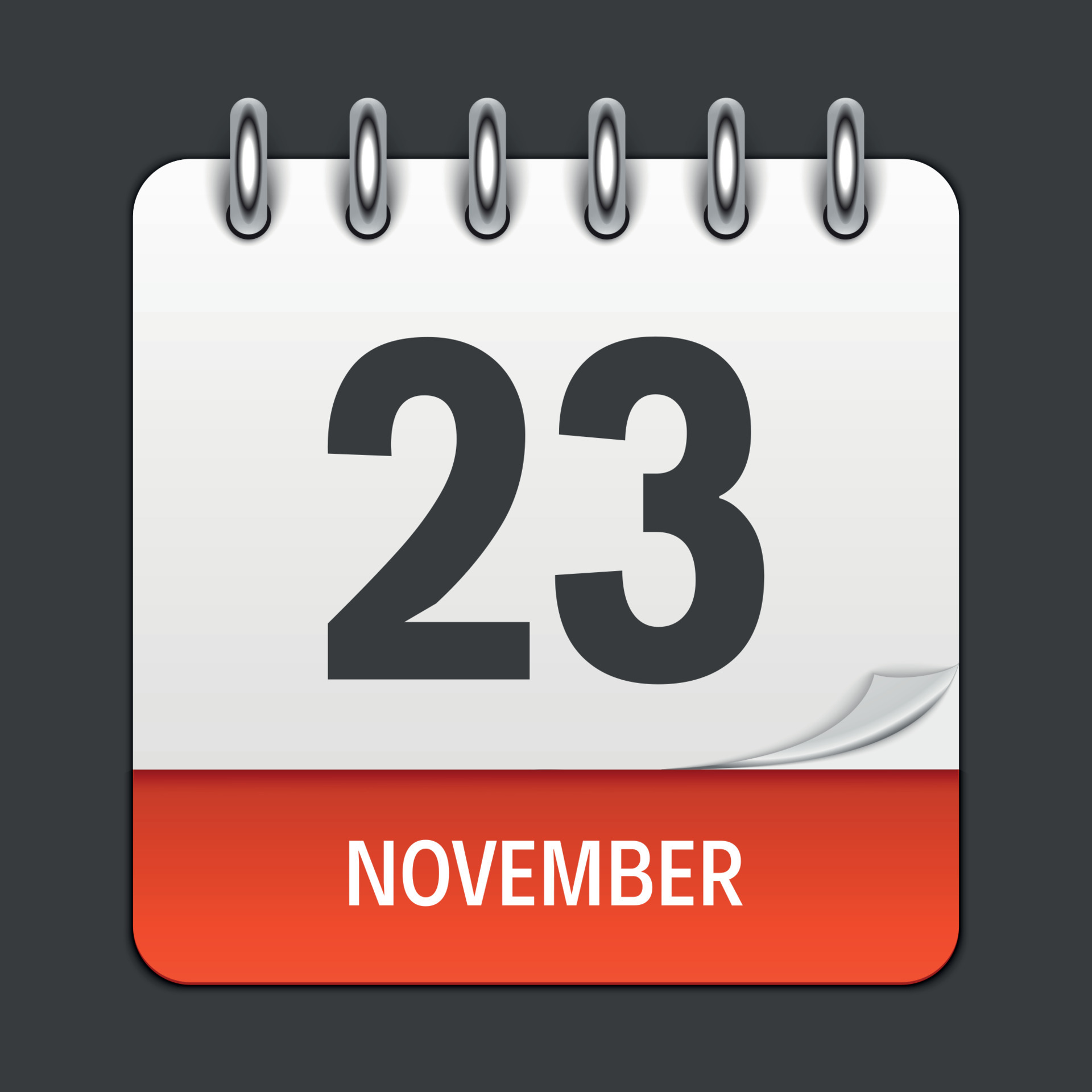 November 23 Calendar Daily Icon. Vector Illustration Emblem. Element of