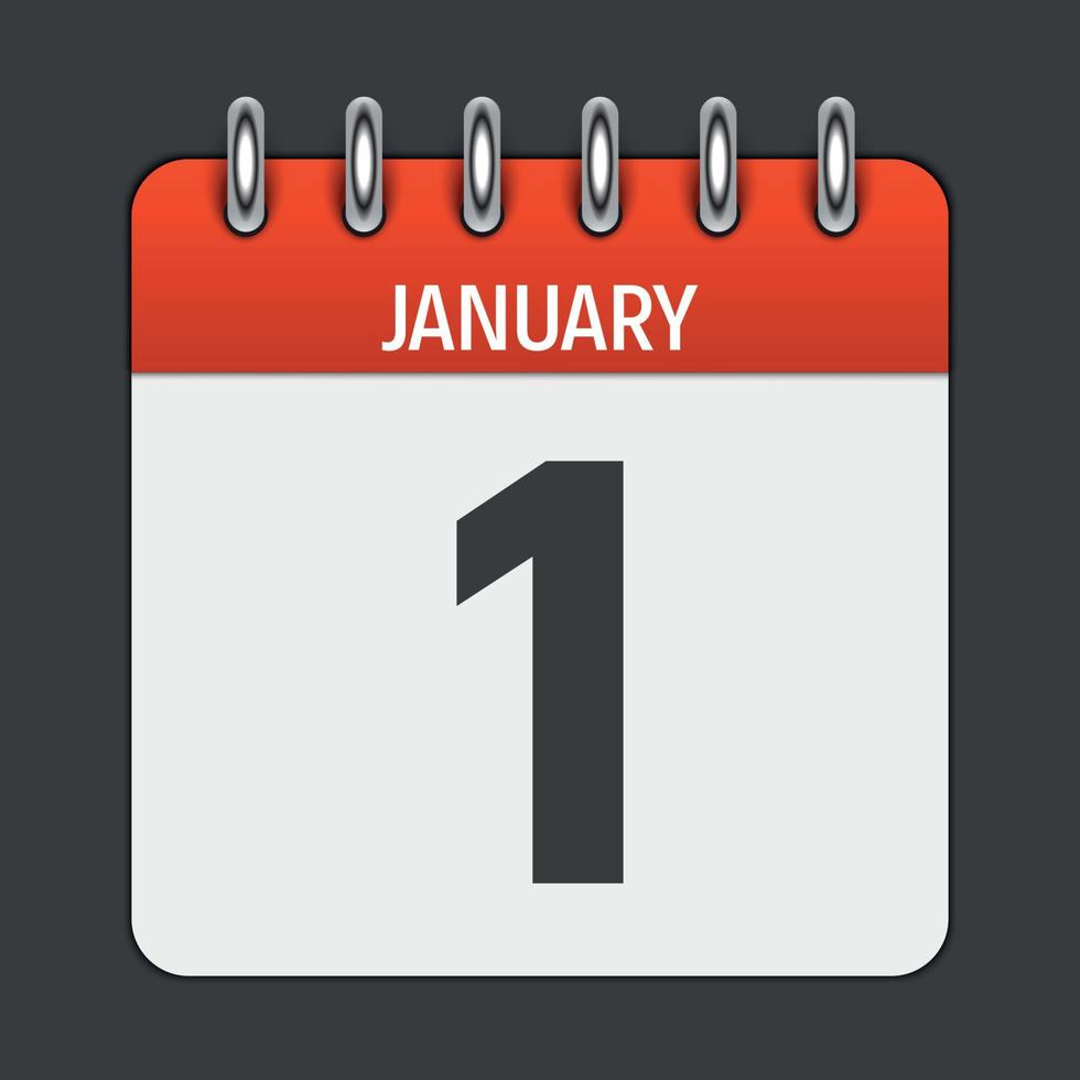 January 1 Calendar Daily Icon. Vector Illustration Emblem. Element of Design for Decoration Office Documents and Applications. Logo of Day, Date, Month and Holiday. New Year