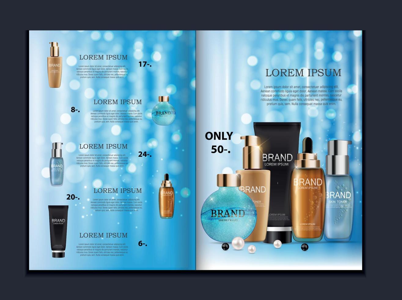 Design Cosmetics Product  Brochure Template for Ads or Magazine Background. 3D Realistic Vector Iillustration