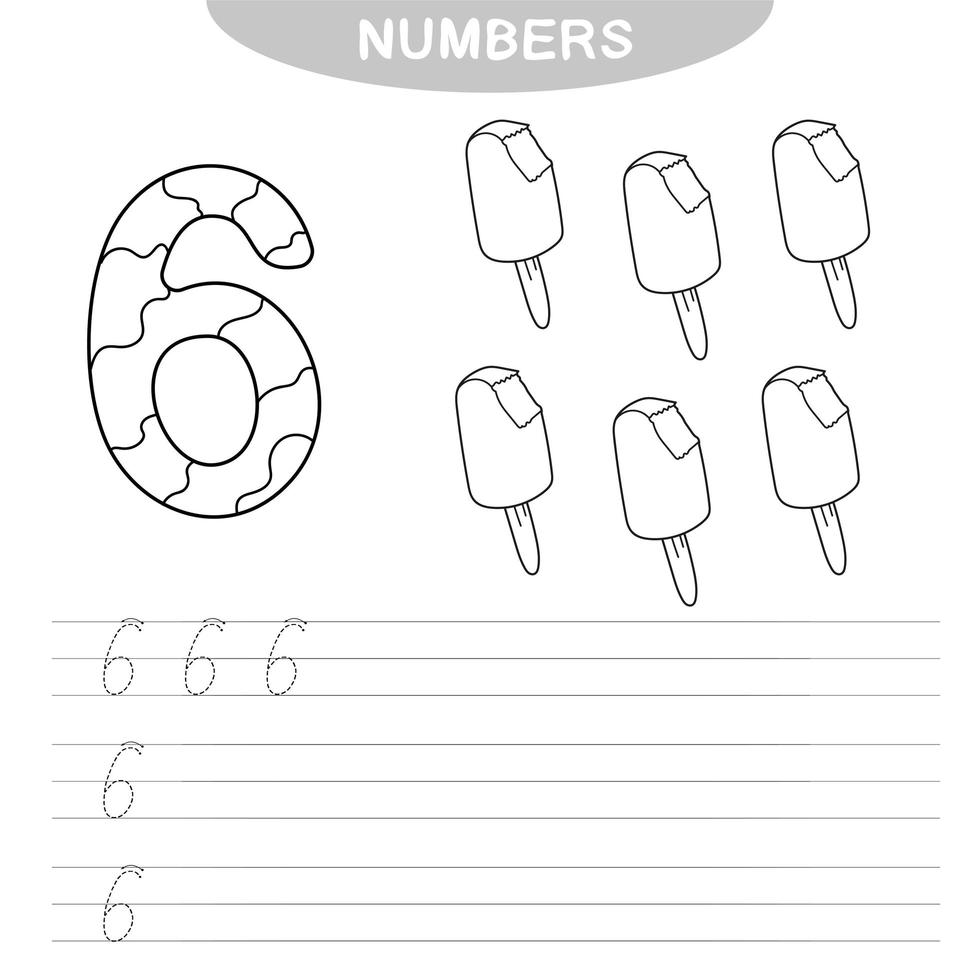 aprender números. libro para colorear para niños en edad preescolar. Practica de la escritura vector