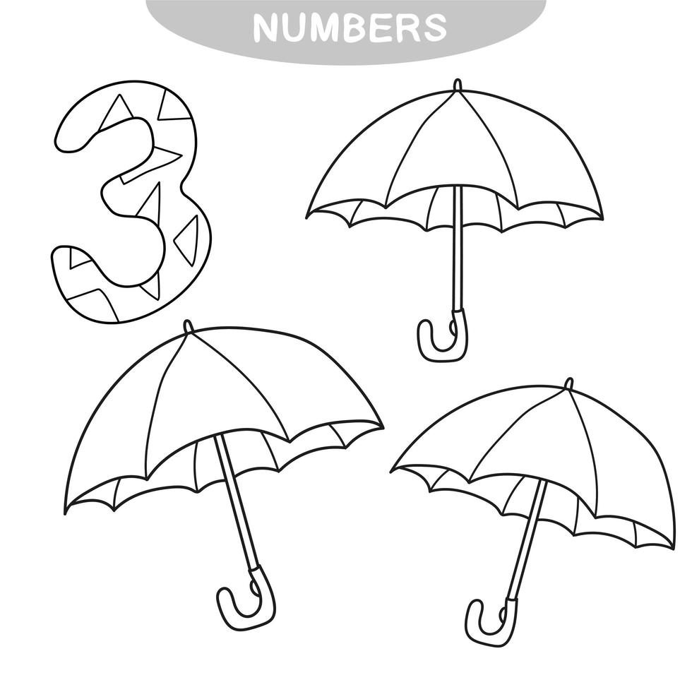 juego educativo - aprender números. libro para colorear para niños en edad preescolar vector