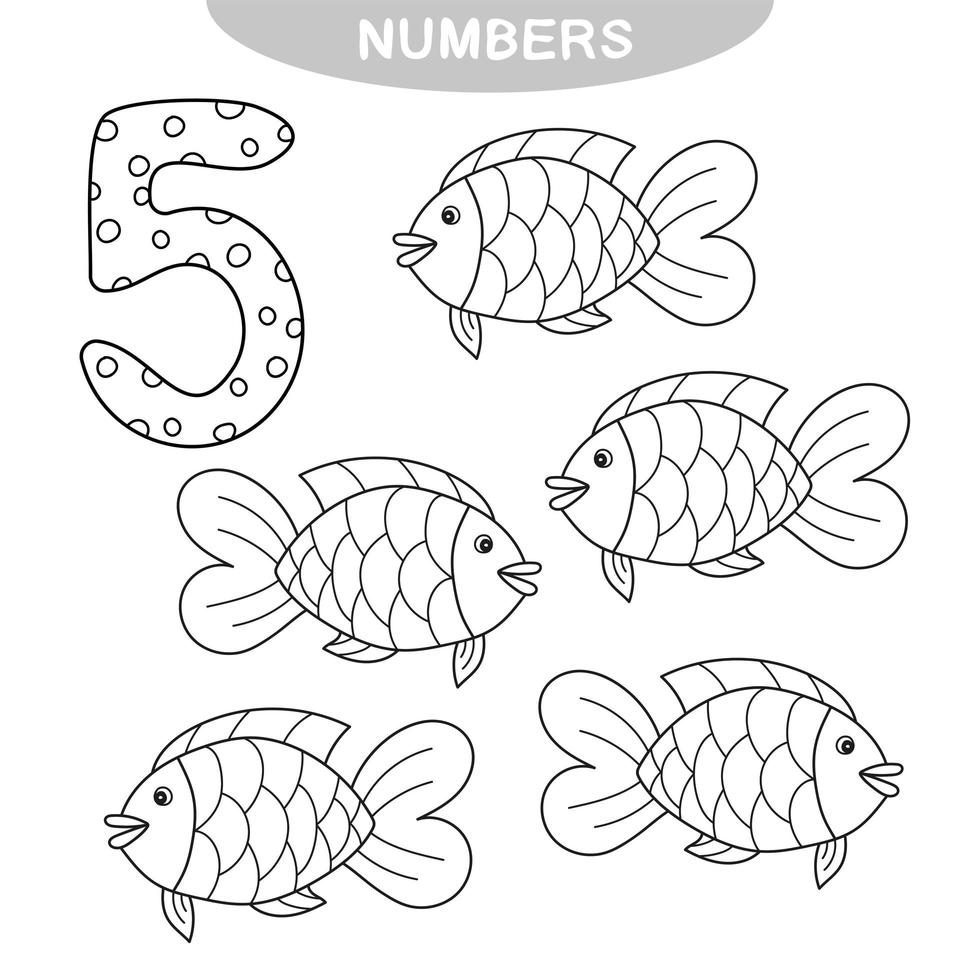 juego educativo - aprender números. libro para colorear para niños en edad preescolar vector