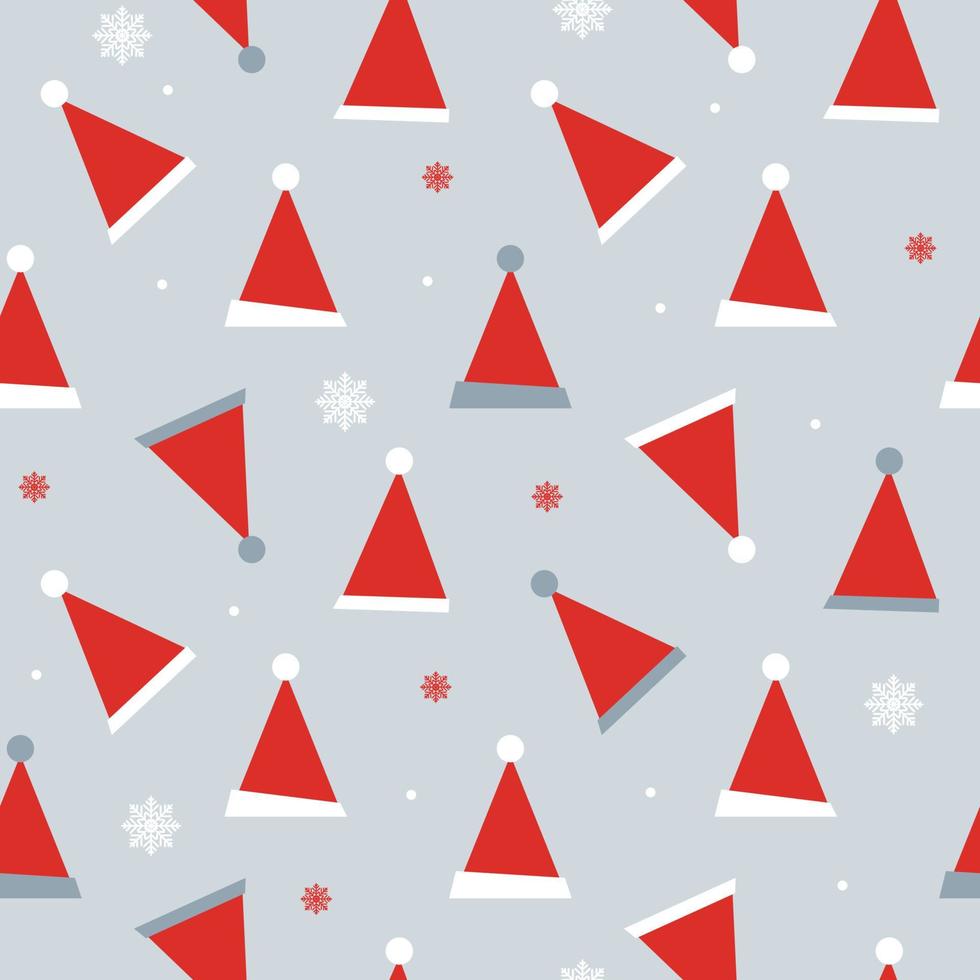 Abstract Seamless Pattern Background with Winter Christmas Hat. Vactor Illustration vector