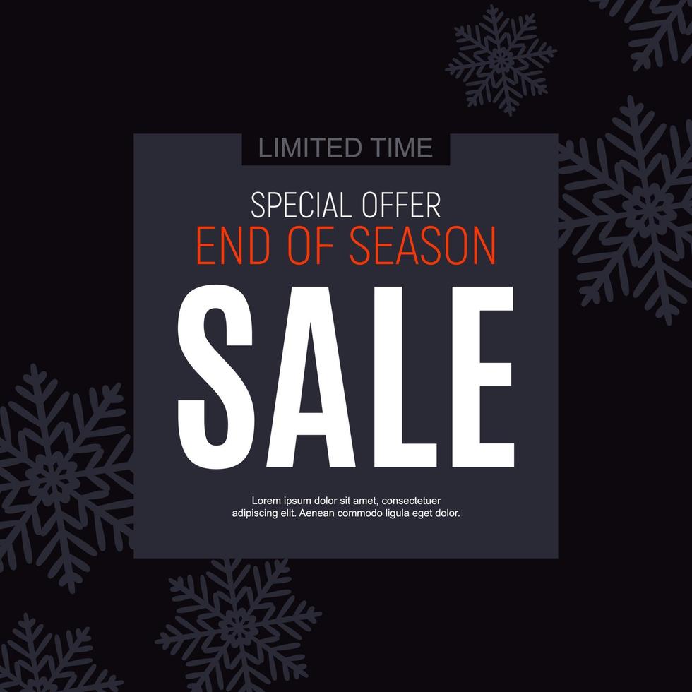 Winter End of Season Sale Poster Template Background. Vector Illustration