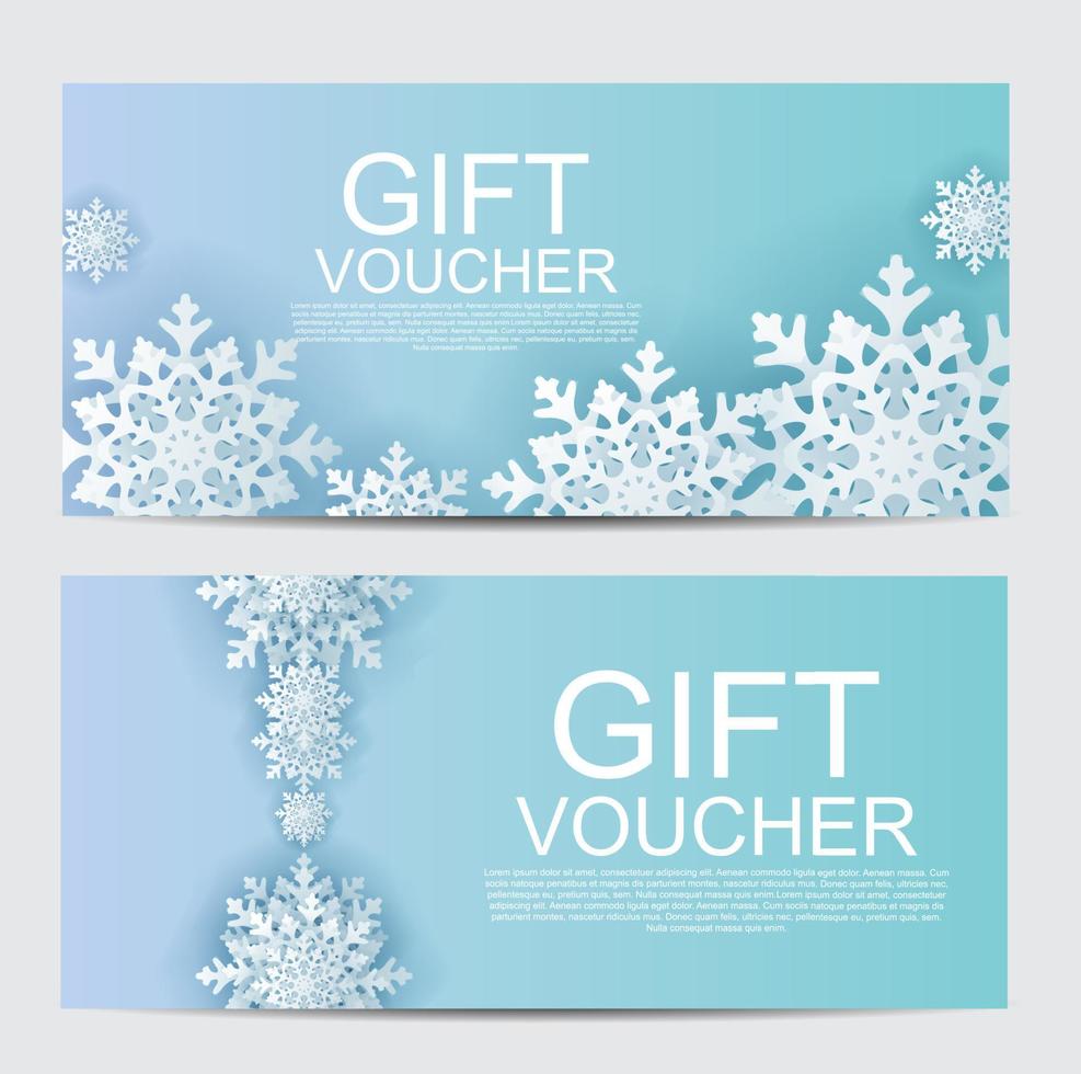 Winter, Christmas, New Year Gift Voucher Template Vector Illustration