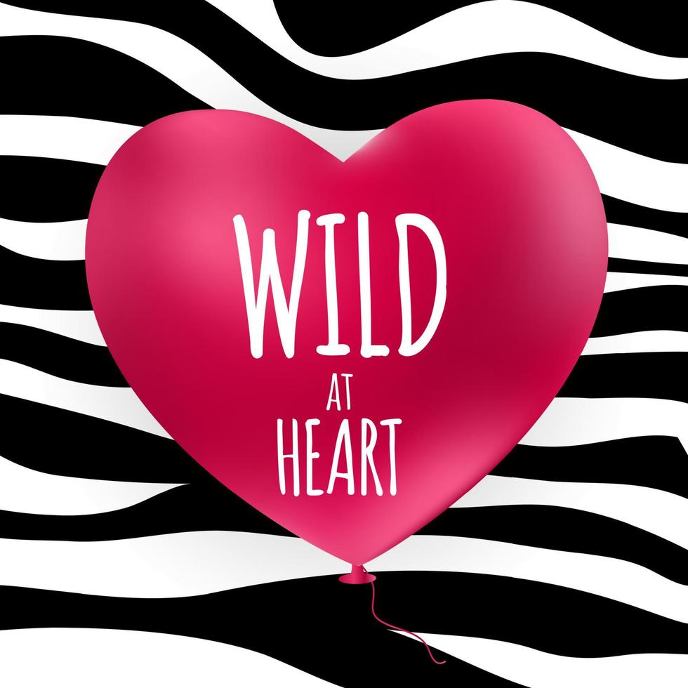 Wild at Heart Background with Zebra Skin Pattern. Vector Illustratio