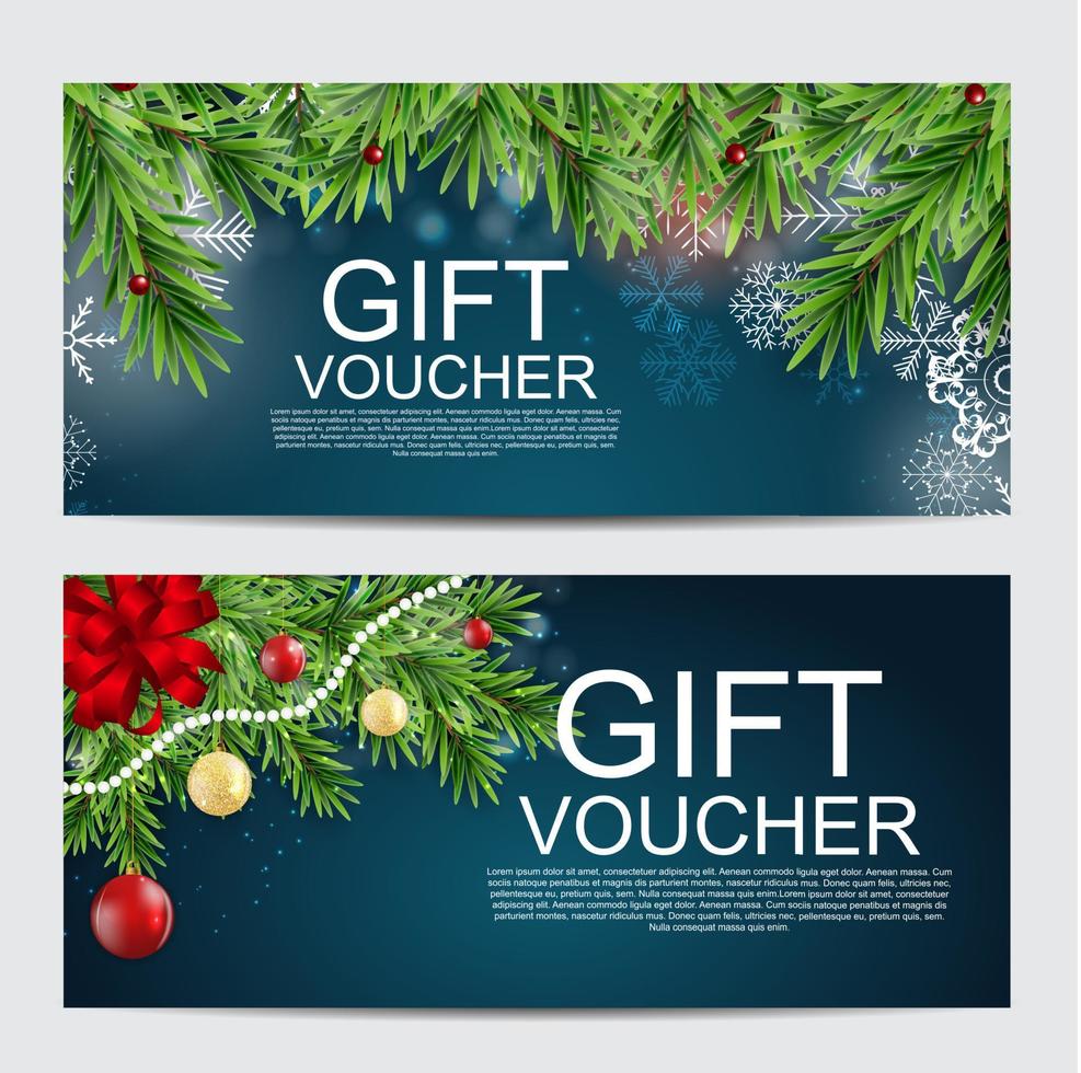 Winter, Christmas, New Year Gift Voucher Template Vector Illustration