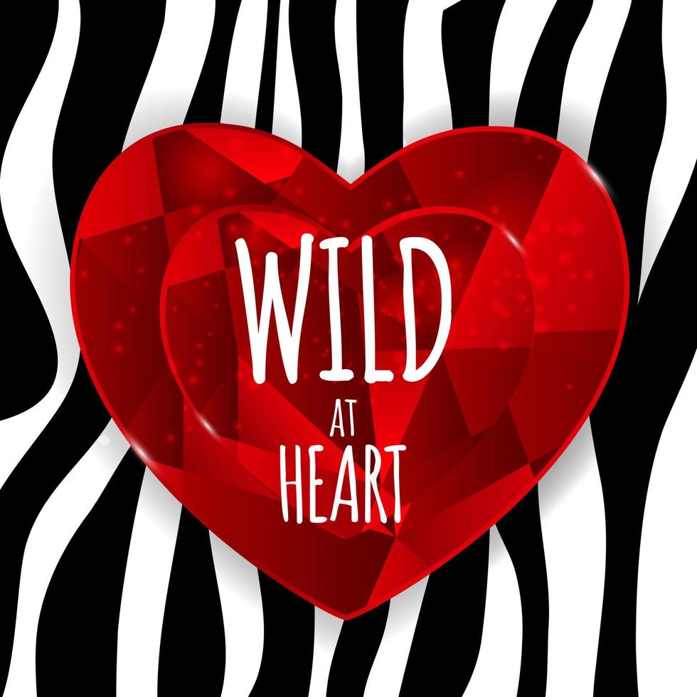 Wild at Heart Background with Zebra Skin Pattern. Vector Illustratio