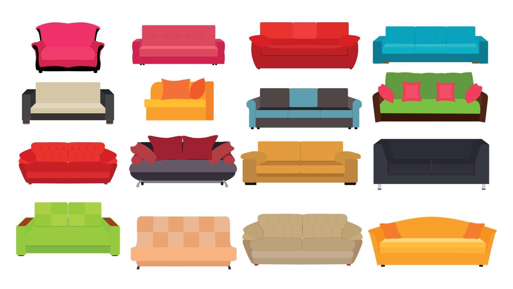 Ilustración de vector de conjunto de iconos de sofá