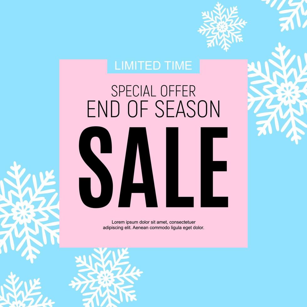 Winter End of Season Sale Poster Template Background. Vector Illustration