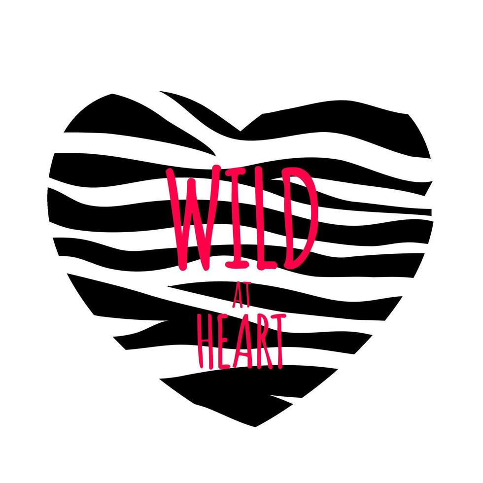 Wild at Heart Background with Zebra Skin Pattern. Vector Illustration
