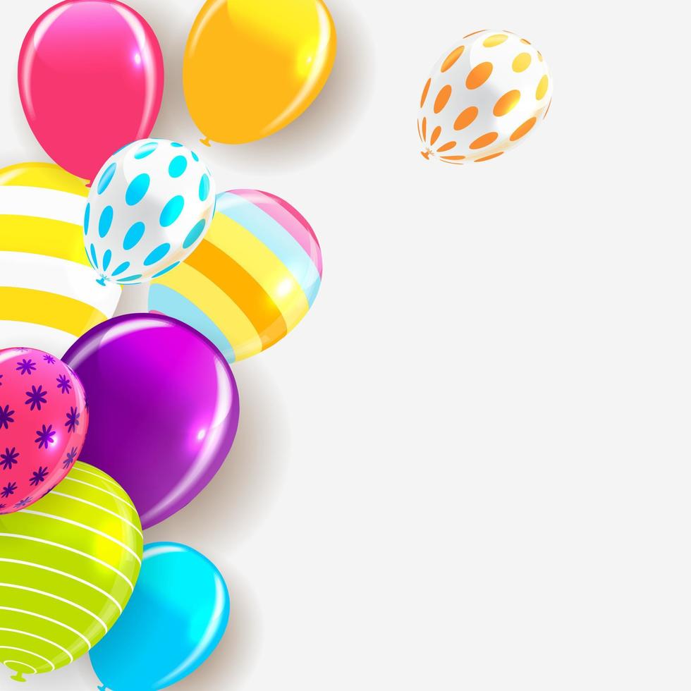 Glossy Happy Birthday Balloons Background Vector Illustration