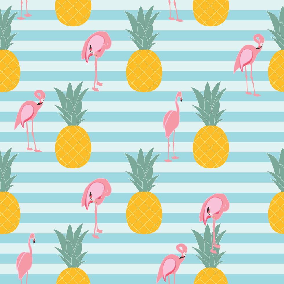 Colorful Pink Flamingo Seamless Pattern Background. Vector Illustration