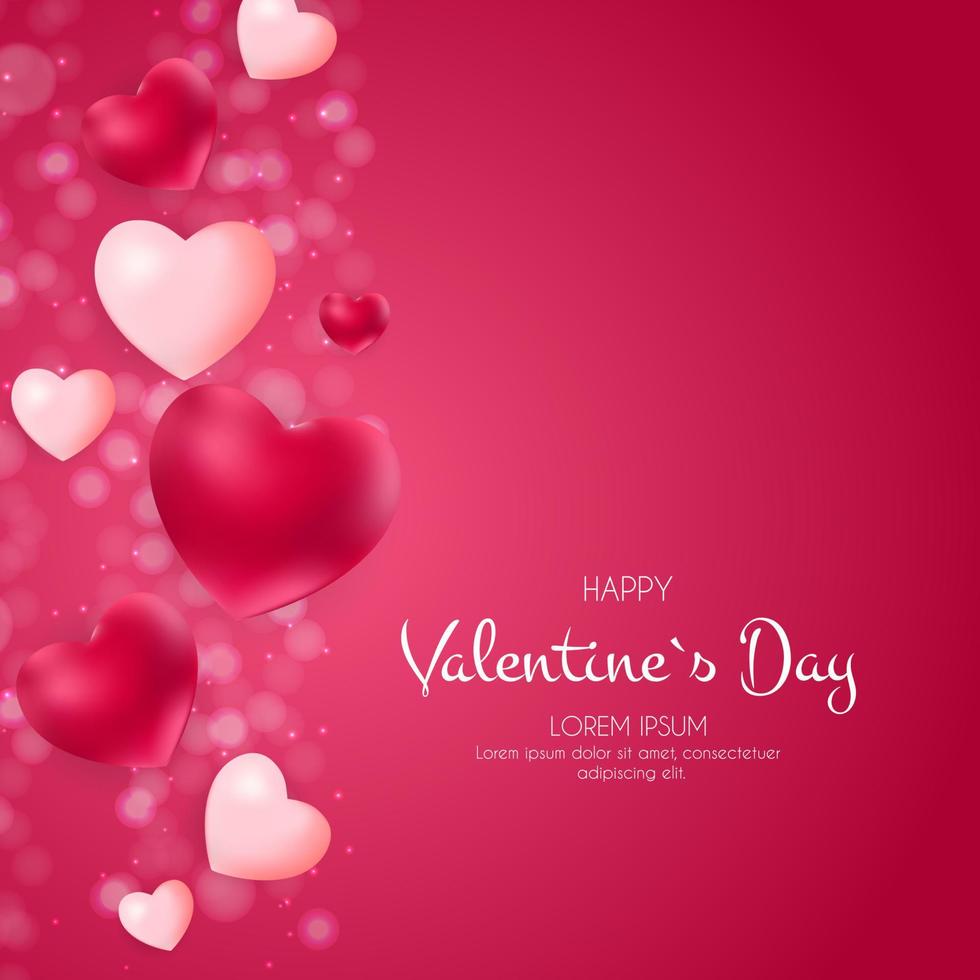 Happy Valentines Day Card with Heart. Vector Illustration