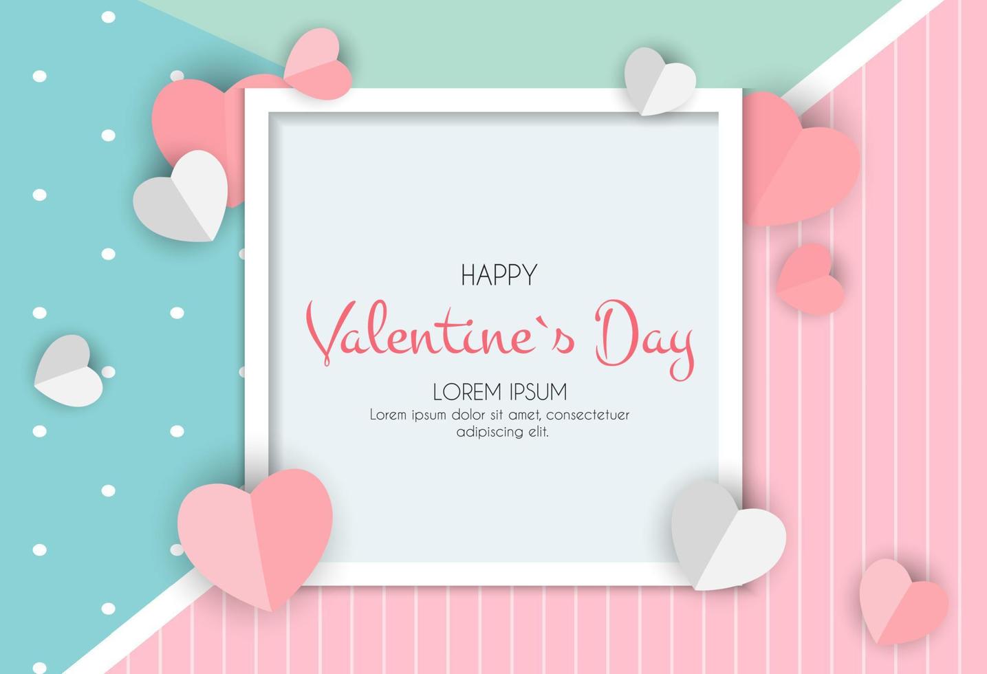 Happy Valentines Day Card with Heart. Vector Illustration