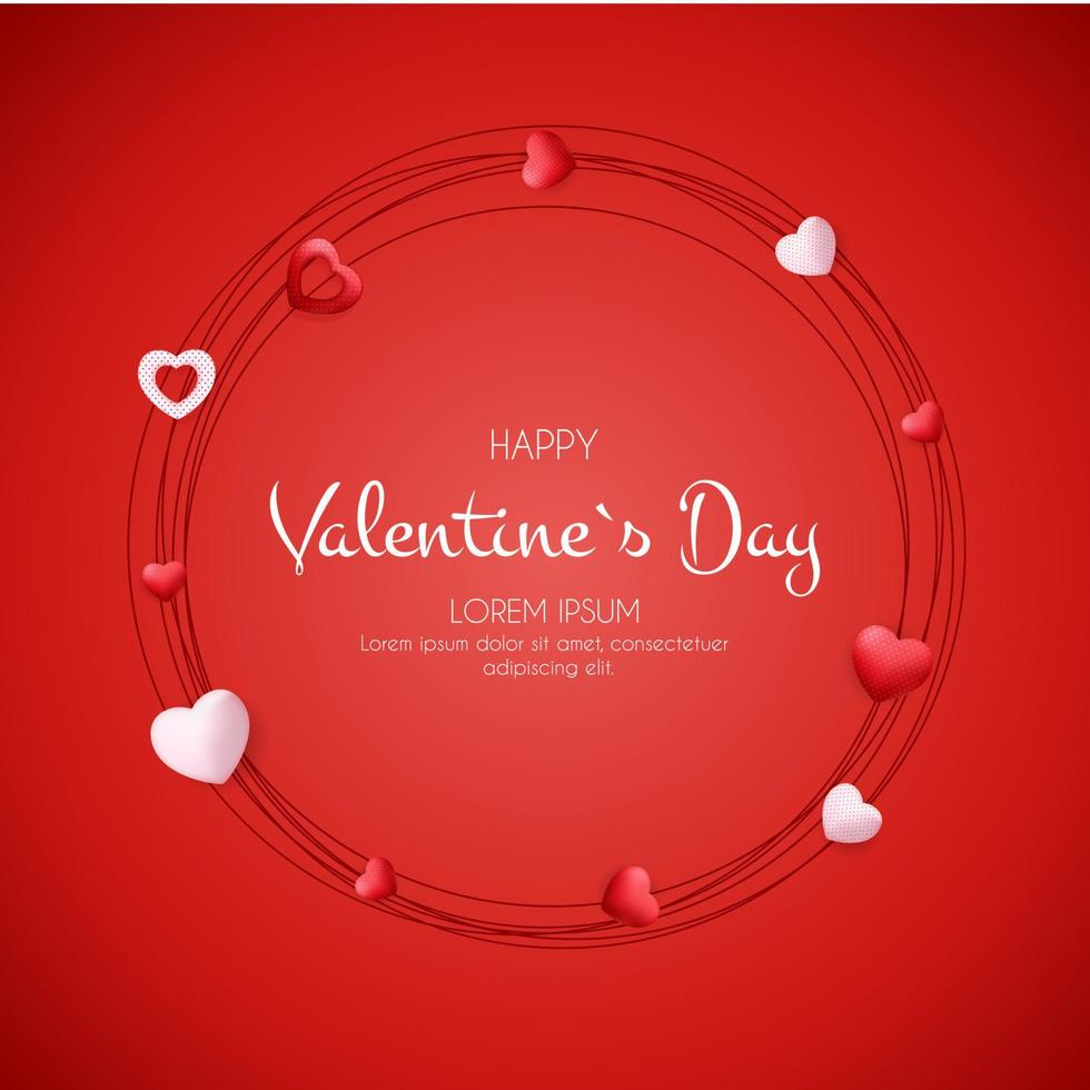 Happy Valentines Day Card with Heart. Vector Illustration