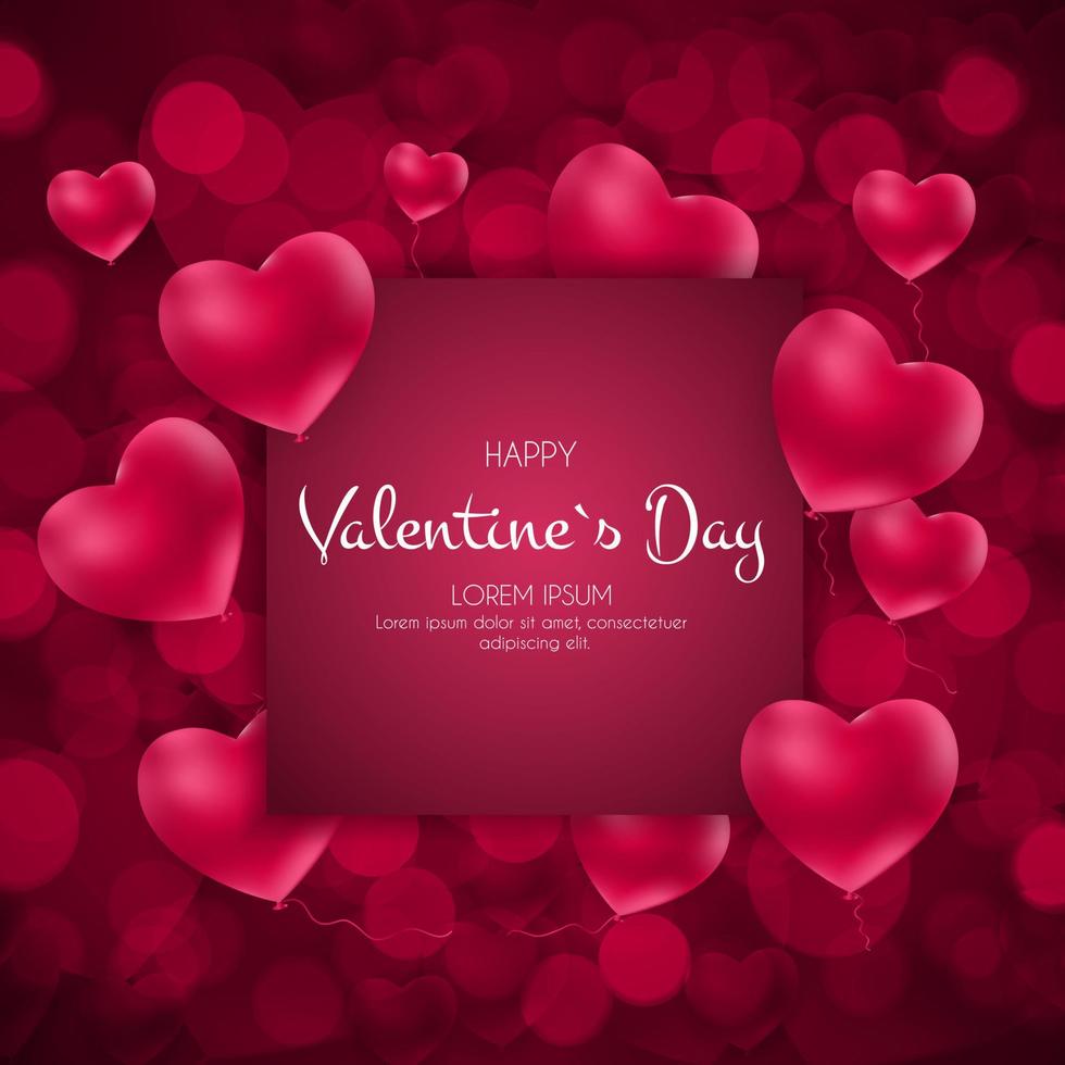 Happy Valentines Day Card with Heart. Vector Illustration