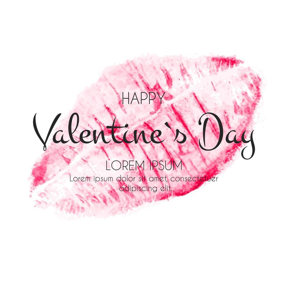 Happy Valentines Day Card Lips. Vector Illustration