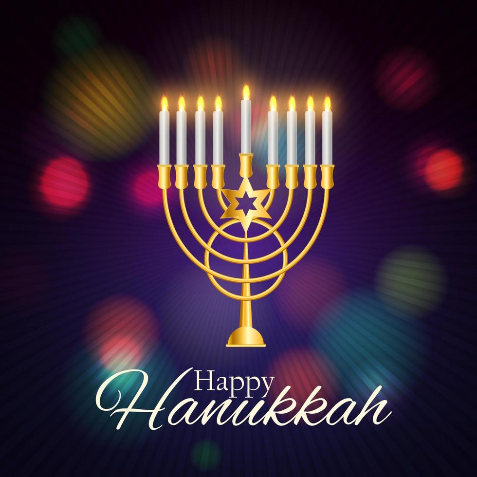 Happy Hanukkah, Jewish Holiday Background. Vector Illustration. Hanukkah is the name of the Jewish holiday