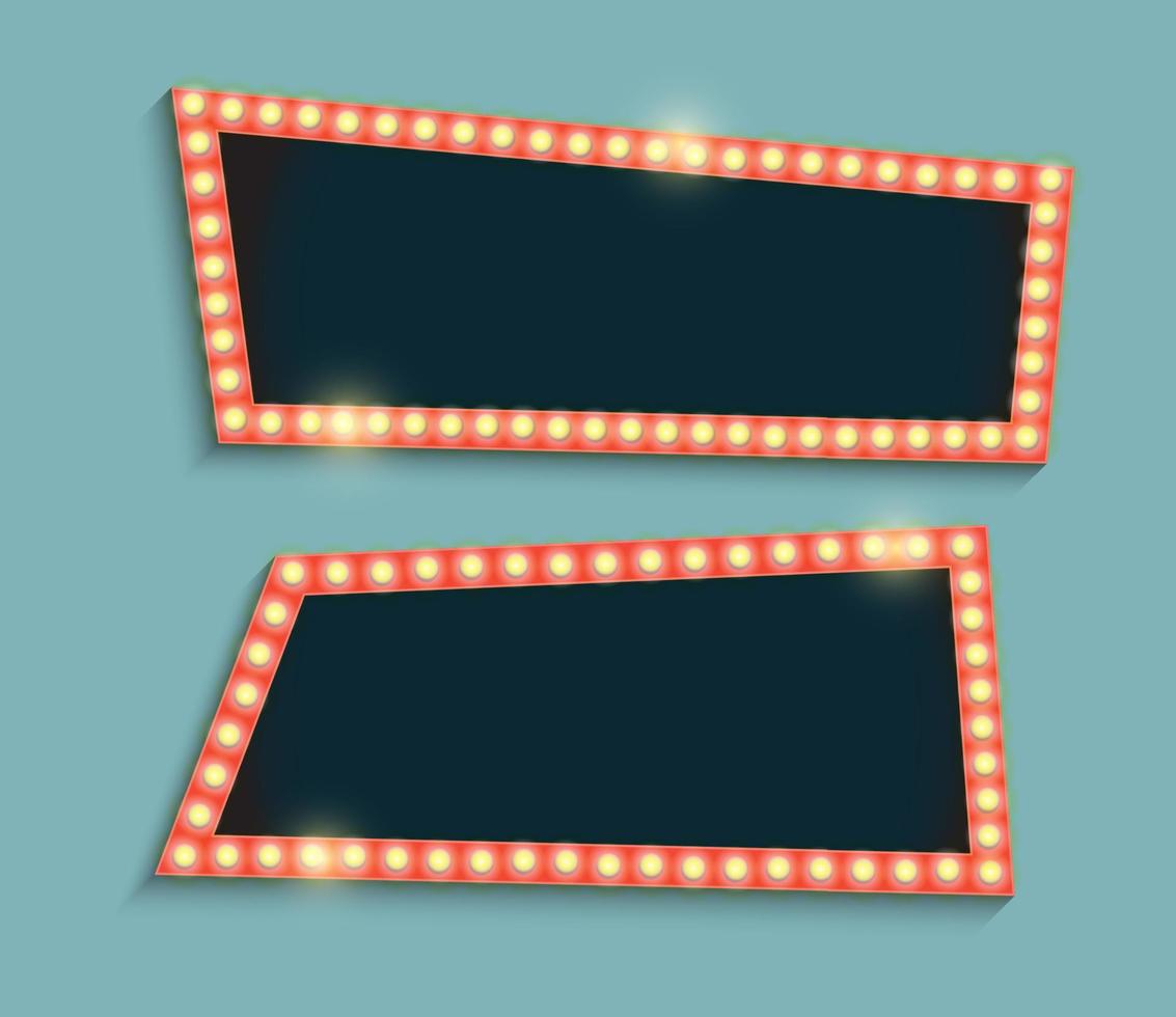 Retro frame comic design banner elements with light bulbs. Vector illustration