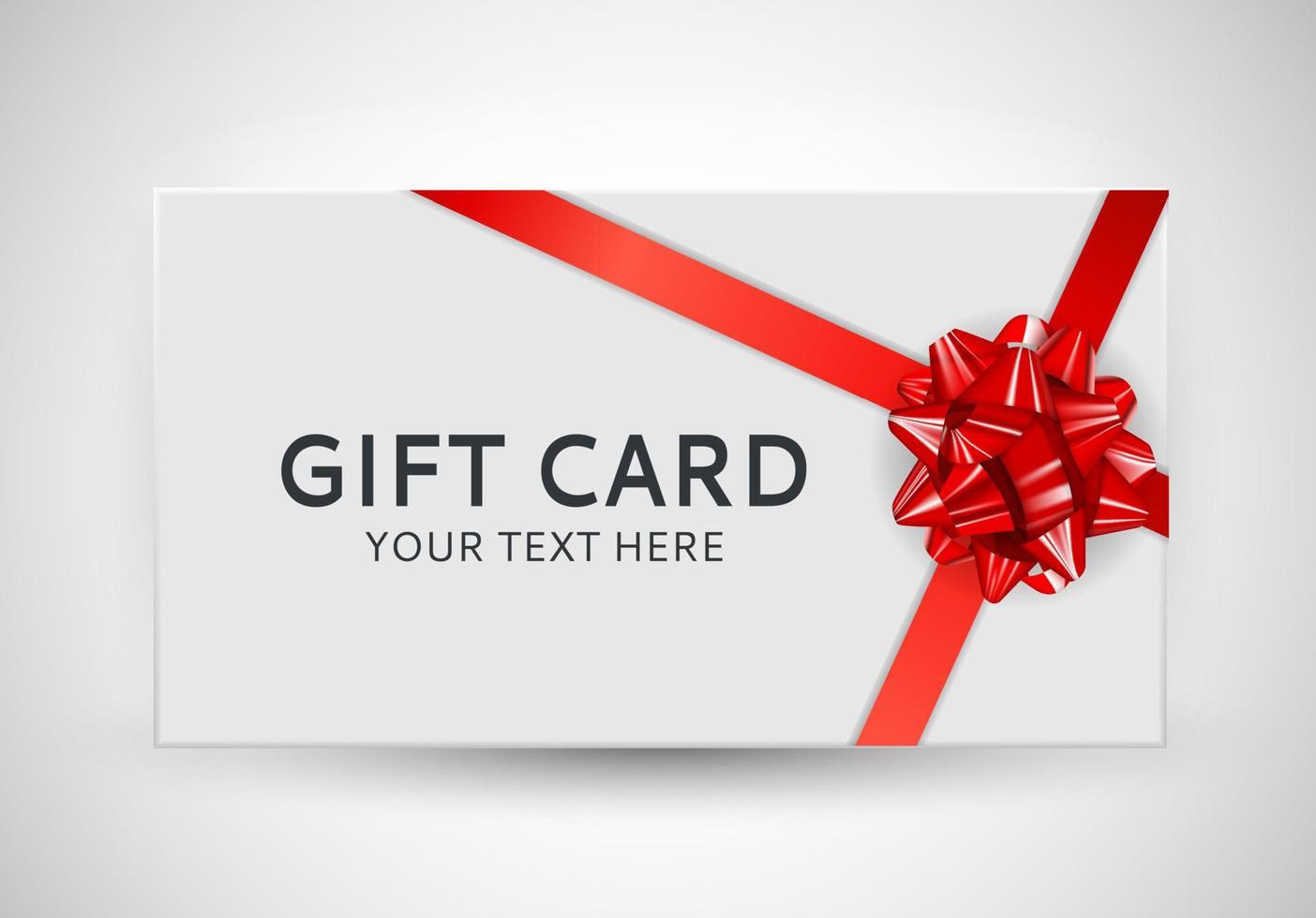 Gift Card Template with Bow and Ribbon Vector Illustration