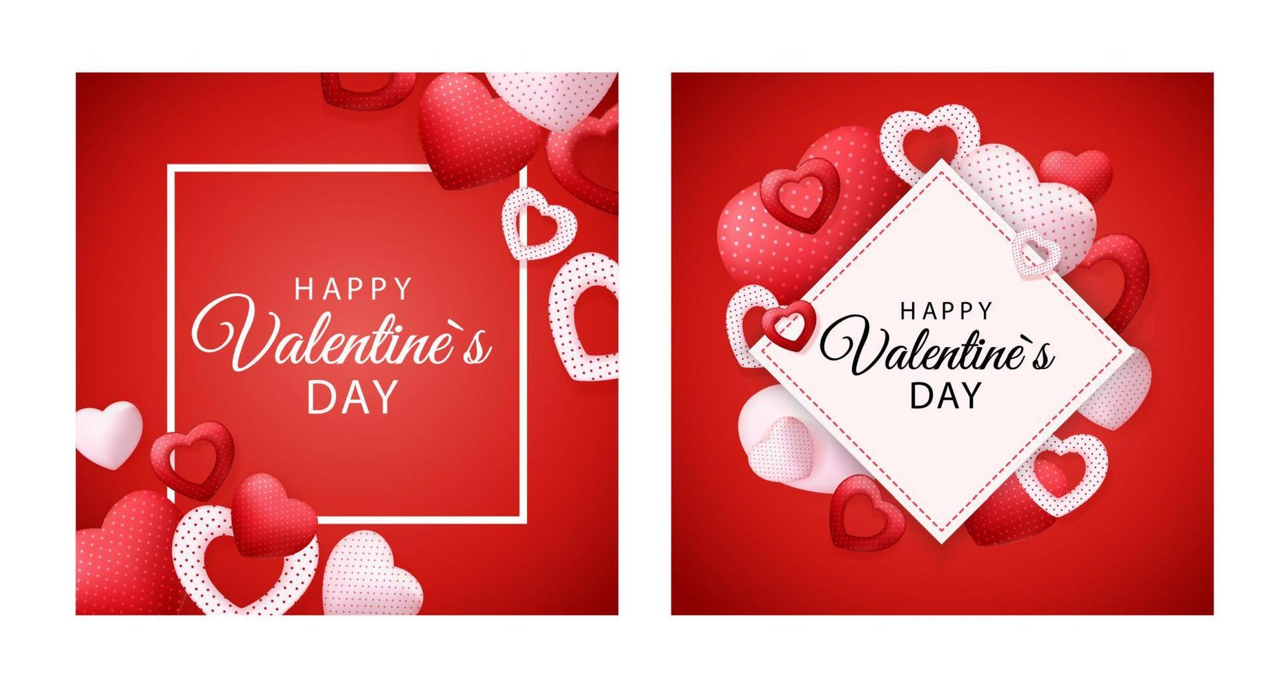 Happy Valentines Day Card with Heart. Vector Illustration