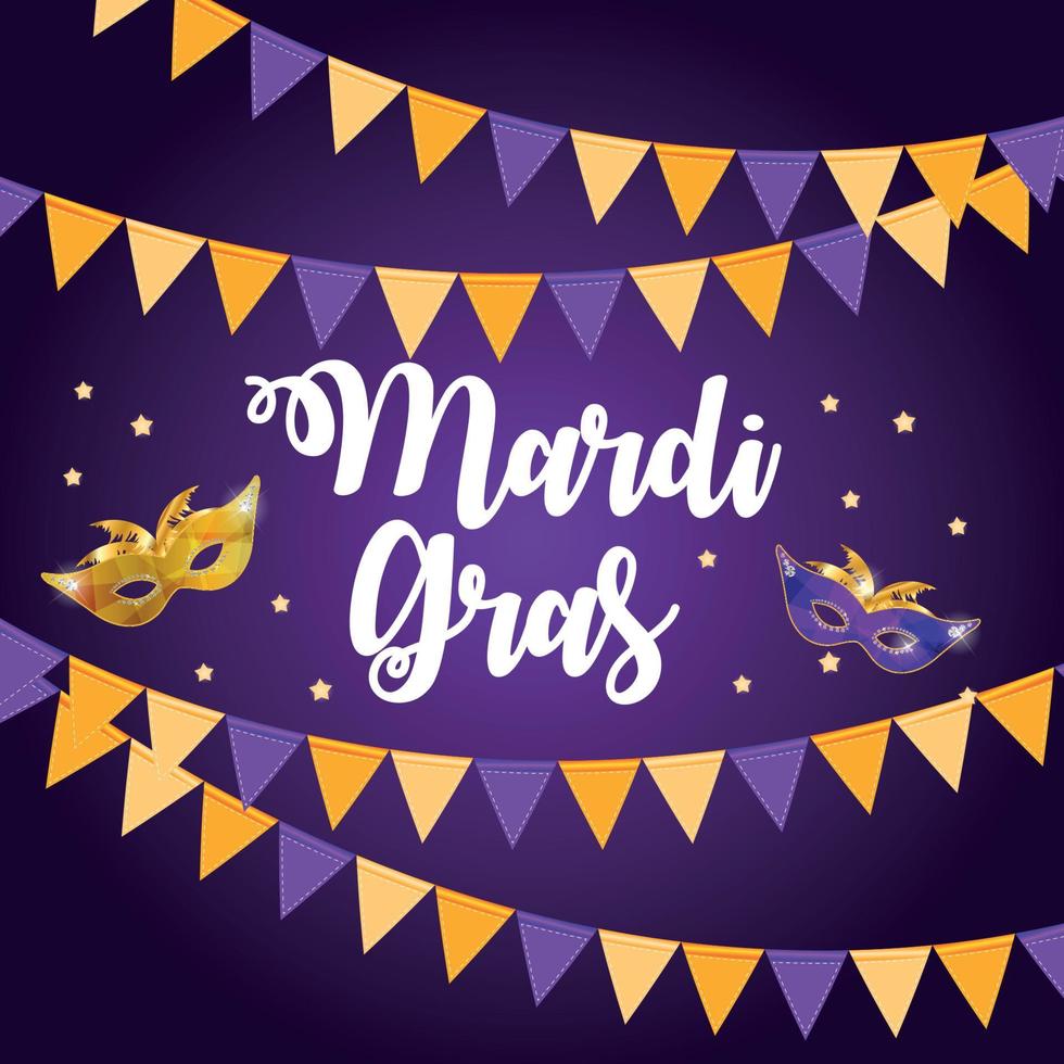Mardi Gras Brochure Template.Celebration Greeting Card Backround. Vecor Illustration vector