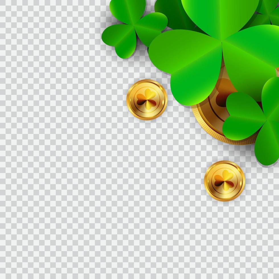 Happy Saint Patricks Day Background with Clover Leaves. Vector Illustration