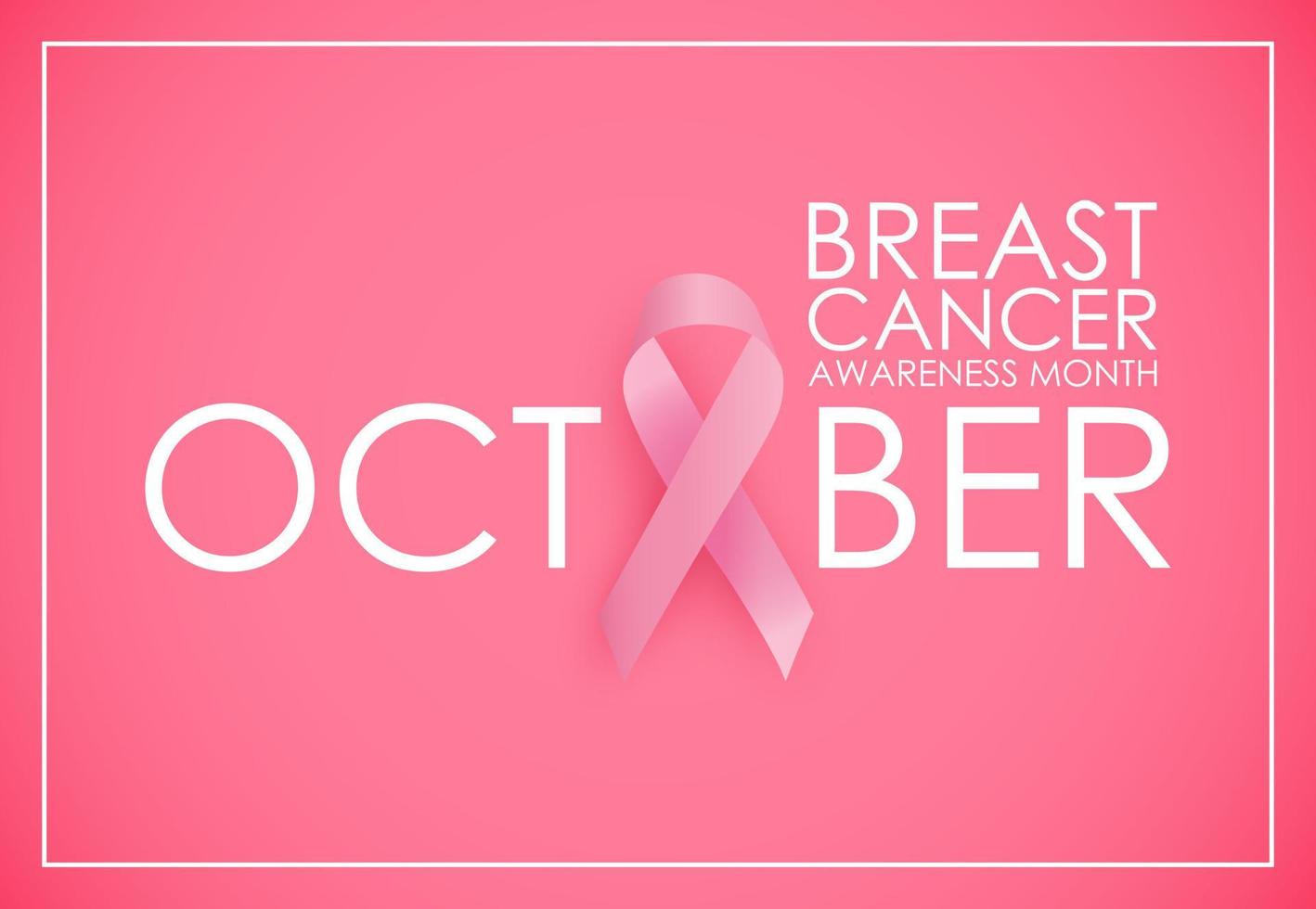 October Breast Cancer Awareness Month Concept Background. Pink Ribbon Sign. Vector illustration