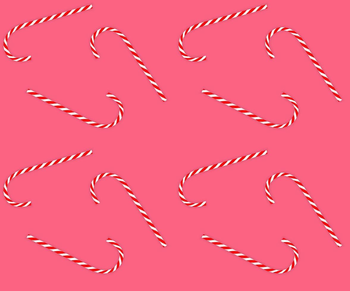 Colorful tasty sweet New Year red and white candy cane. Seamless pattern. Vector illustration.