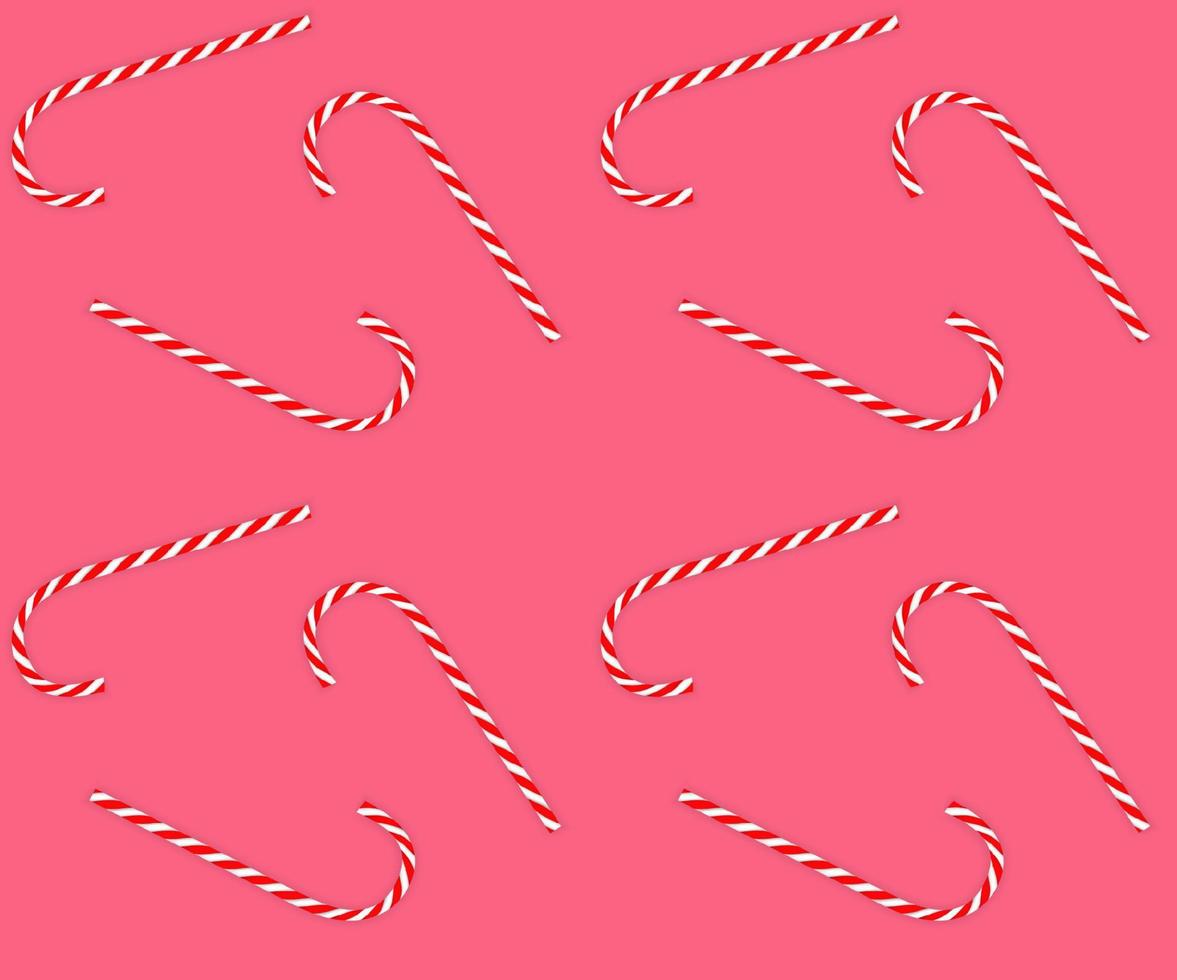 Colorful tasty sweet New Year red and white candy cane. Seamless pattern. Vector illustration.