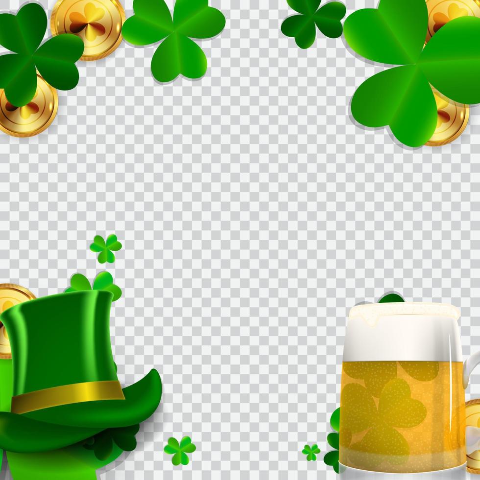 Happy Saint Patricks Day Background with Clover Leaves. Vector Illustration