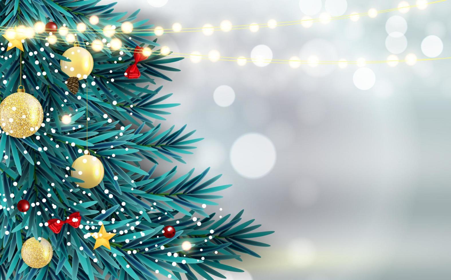 Fondo abstracto de año nuevo y feliz Navidad con árbol de Navidad realista. ilustración vectorial vector