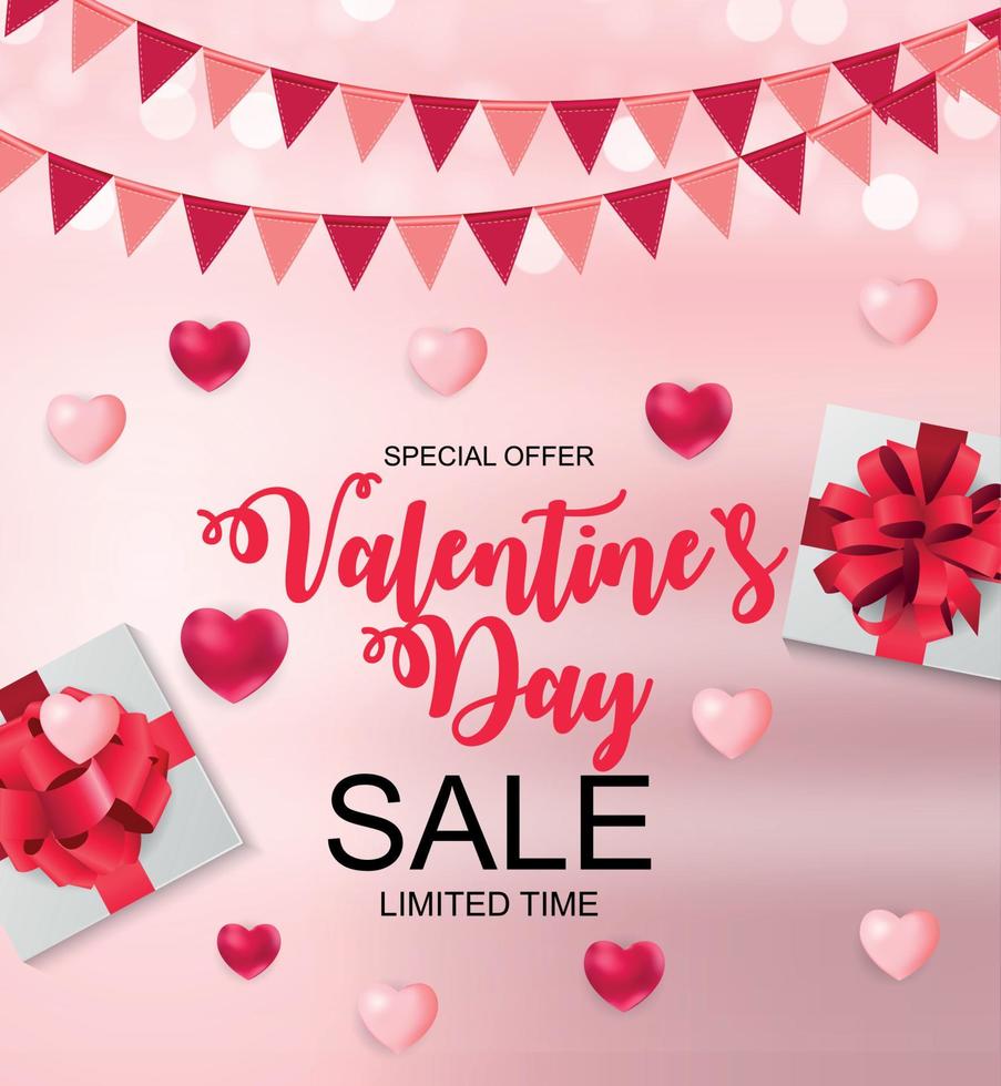 Valentines Day Sale, Discount Card. vector