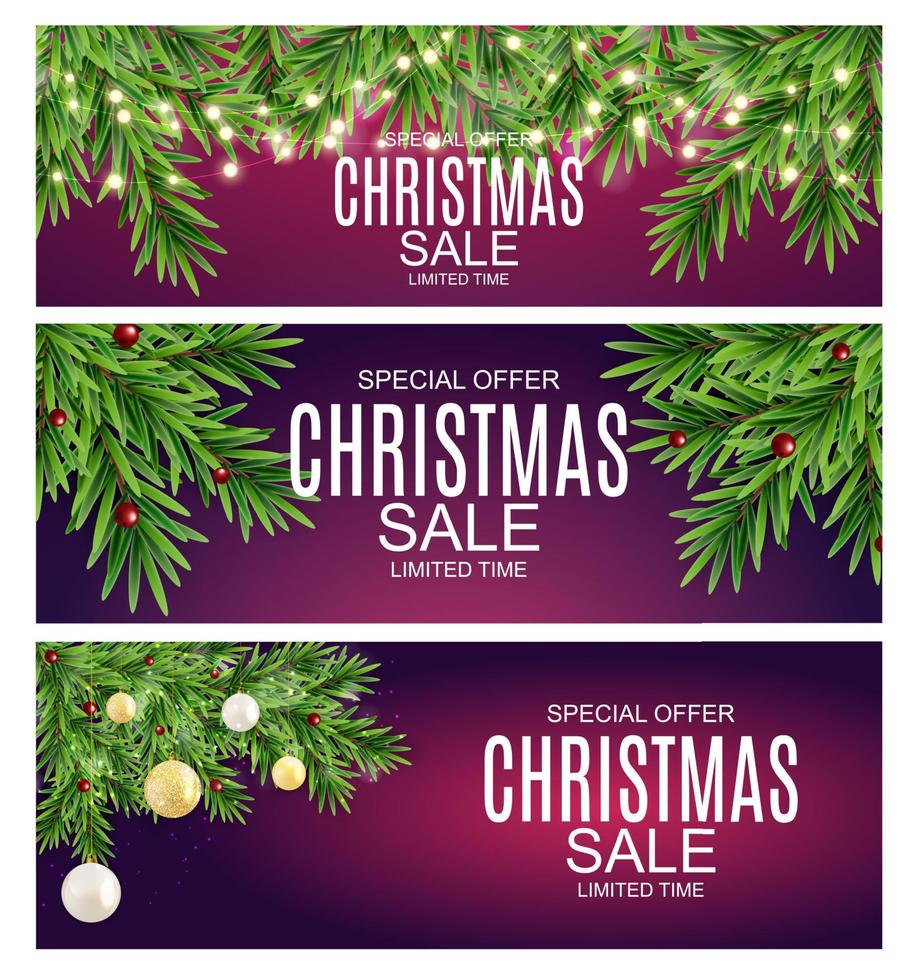 Abstract Vector Illustration Christmas Sale, Special Offer Background. Winter Hot Discount Card Template Collection Set