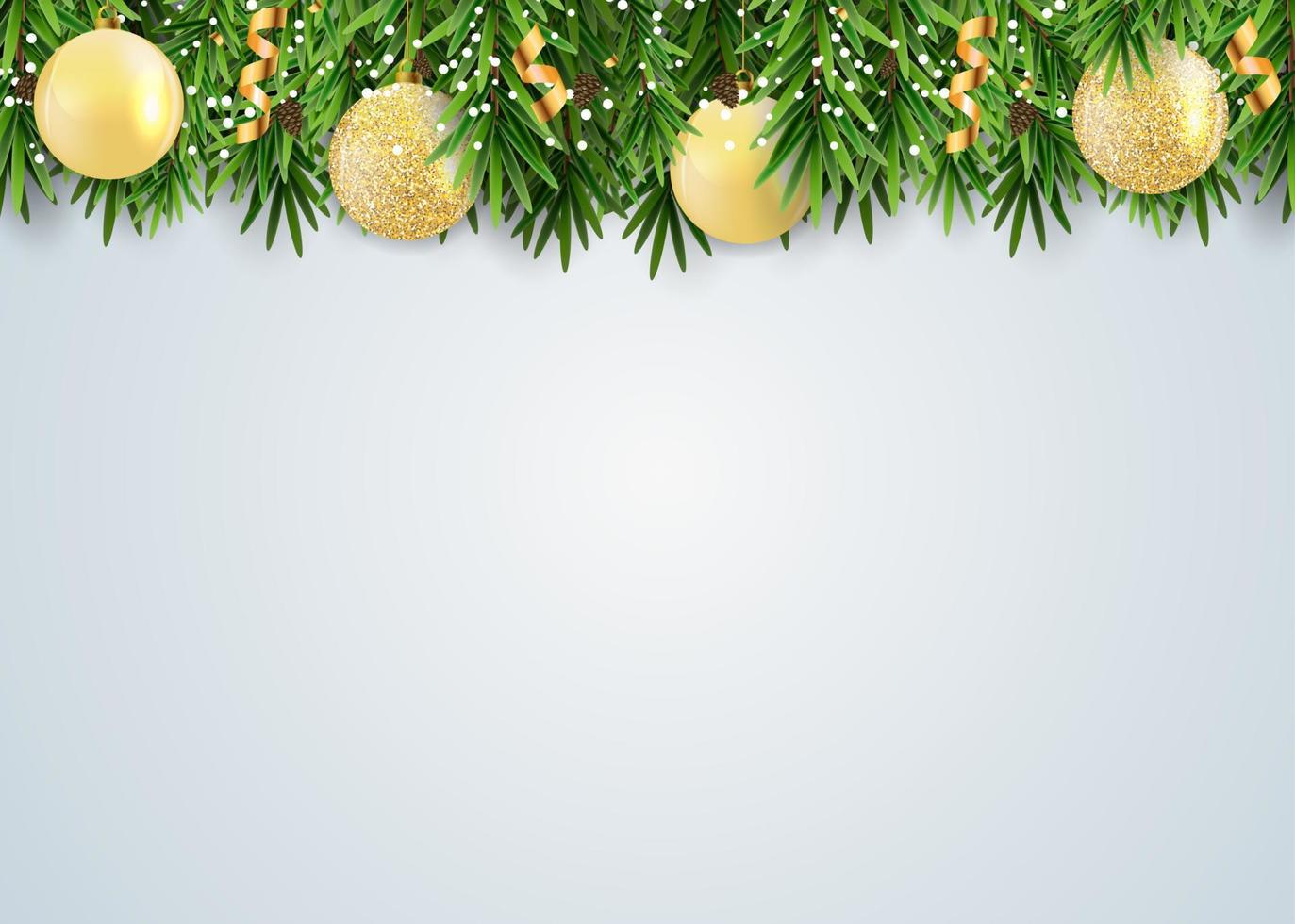 Abstract Holiday New Year and Merry Christmas Background with realistic Christmas wreath. Vector Illustration