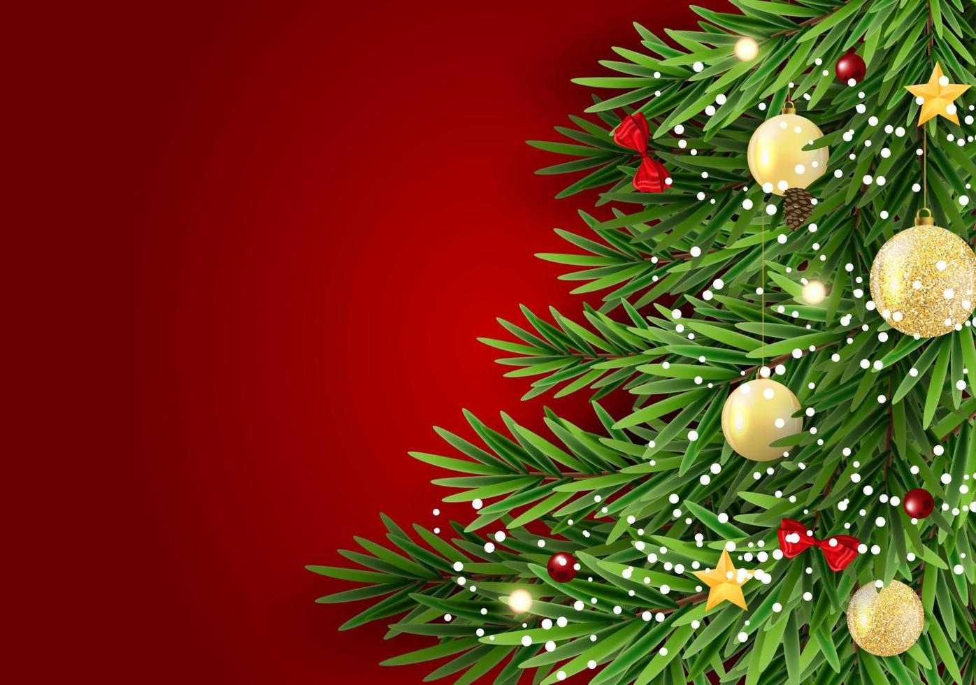 Abstract Holiday New Year and Merry Christmas Background with realistic Christmas tree. Vector Illustration