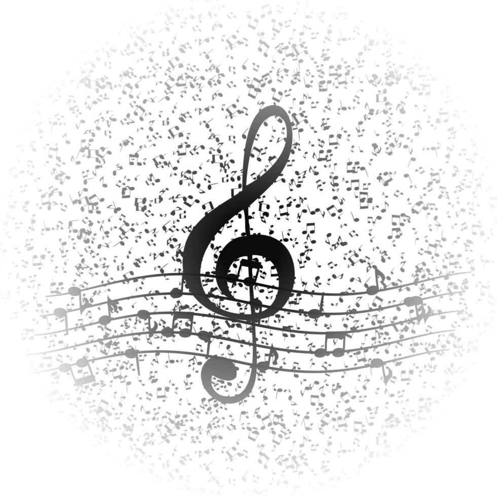 Classical musical notes with treble clef. Vector Illustrator