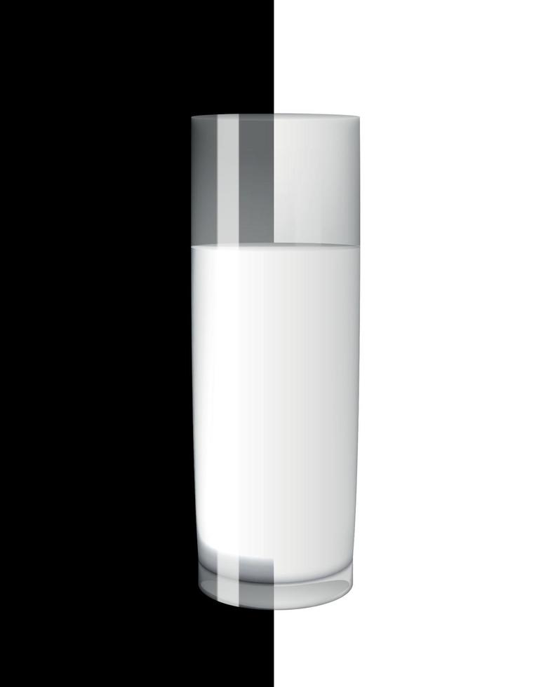 Abstract Milk Glass on Black and White Background Vector Illustration